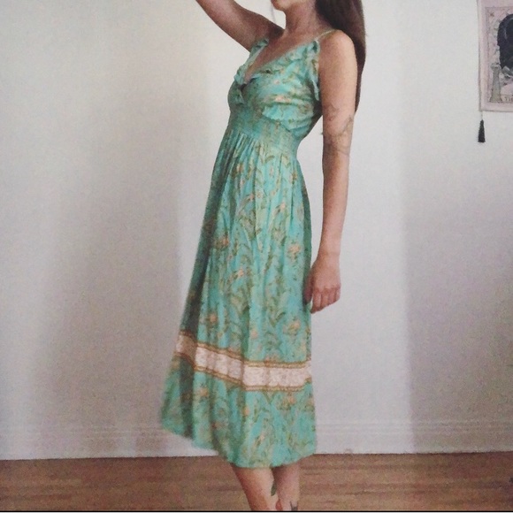 Long turquoise vintage sun dress - Picture 2 of 6